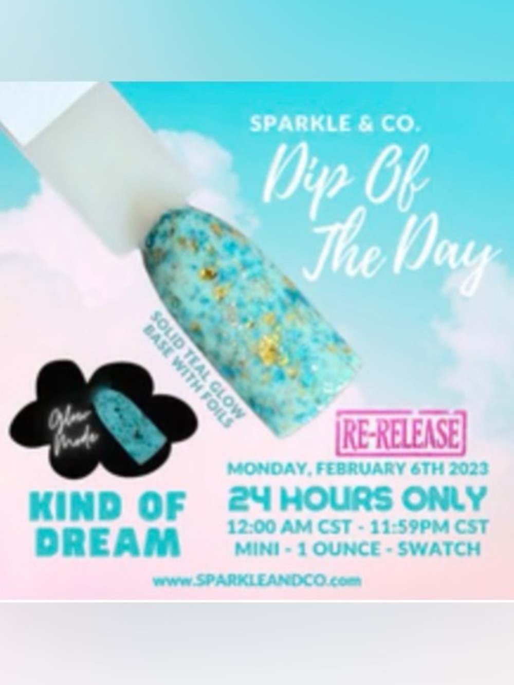 Sparkle & Co. Kind of Dream Turquoise Glow Dip Powder